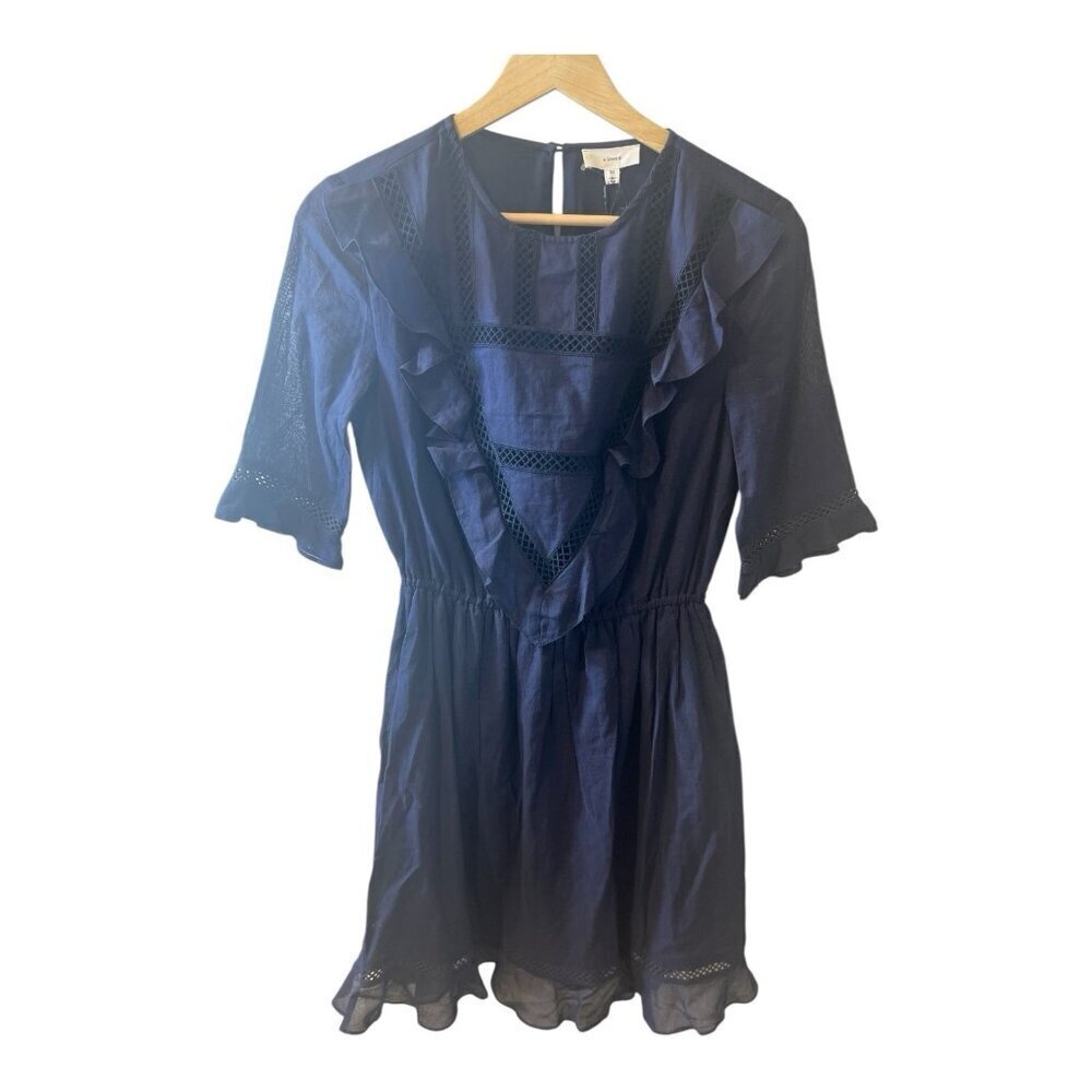 A Loves A Women’s Navy Blue Ruffled Cotton Mini Dress Size XS